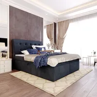 Fun Möbel Boxspringbett Schlafzimmerbett DASIO 180x200cm Stoff Schwarz inkl.