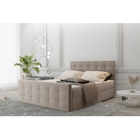 Fun Möbel Boxspringbett Schlafzimmerbett MAURO 180x220cm Stoff Soro Creme