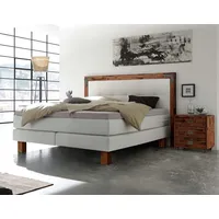 Hasena Boxspringbett Memphis, im Vintagelook, Massivholz-Umrandung, Tonnentaschen-Federkernmatratze