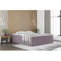 Fun Möbel Boxspringbett Schlafzimmerbett PRIMA 140x220cm Stoff Violett inkl.