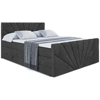 Altdecor Boxspringbett Schwarz, Holzwerkstoff, Höhe ca. 20 cm 180x200