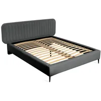 Fun Möbel Polsterbett, Dunkelgrau, Textil, 160x200 cm, Schlafzimmer, Betten,