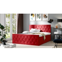Fun Möbel Boxspringbett Schlafzimmerbett PETROS 200x200cm Stoff Alova Rot