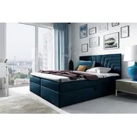 Fun Möbel Boxspringbett Schlafzimmerbett 200x220cm LAZARO Nr.4 Blau inkl.