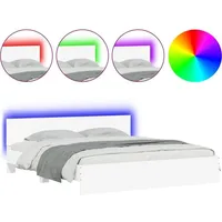 VidaXL Bettgestell mit Kopfteil und LED-Beleuchtung Weiß 200x200 cm