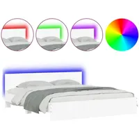 VidaXL Bettgestell mit Kopfteil und LED-Beleuchtung Weiß 200x200 cm