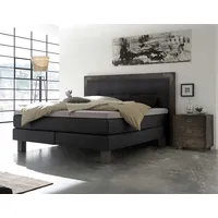 Hasena Boxspringbett Memphis, im Vintagelook, Massivholz-Umrandung, Tonnentaschen-Federkernmatratze