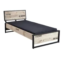 MASSIVMOEBEL24.DE Bett Mango 180x200x91 natur bedruckt FACTORY #141 -