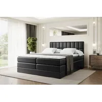 Altdecor Boxspringbett Schwarz Hochglanz, Holzwerkstoff, Höhe ca. 20 cm