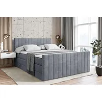 Altdecor Boxspringbett Grau, Höhe ca. 20 cm, 140x200 cm,