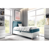 Fun Möbel Boxspringbett Gästebett Kinderbett HELVI Nr.1 80x200cm Weiss-Türkis