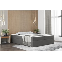 Fun Möbel Boxspringbett Schlafzimmerbett PRIMA 160x220cm Stoff Grau inkl.