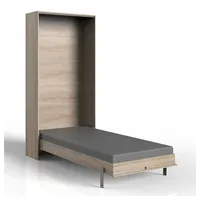 Lomadox Schrankbett 90x200 cm Jugendbett Gästebett Klappbett Eiche sägerau