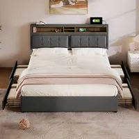 Flieks Polsterbett 140x200cm mit USB und Steckdosen, Jugendbett Doppelbett