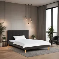 Homestyle4u Polsterbett Grau, Holz, 140x200 cm, Schlafzimmer, Betten, Polsterbetten