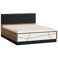 Lomadox Bettgestell Bett Liegefläche 160x200 cm Eiche Nb. schwarz