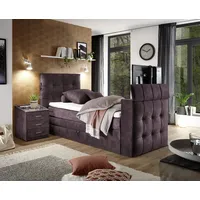 Set One by Musterring Boxspringbett "Richmond", lila (aubergine), B:134cm