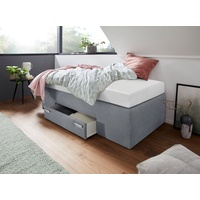 Westfalia Schlafkomfort Boxspringbett, grau, B:90cm L:200cm, Bezug Bett: Feinstrukturstoff
