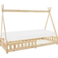 ML-Design Kinderbett Tipi Holzbett Bett Kiefernholz, Natur 90x200cm