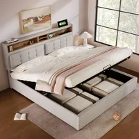 Flieks Polsterbett 160x200cm mit USB und Steckdosen, Boxspringbett Doppelbett