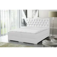 Fun Möbel Boxspringbett Schlafzimmerbett SULTAN Kunstleder Weiss 120x200cm -