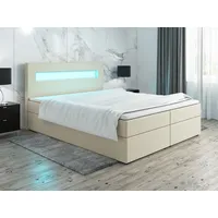 Fun Möbel Boxspringbett Schlafzimmerbett PAROZO 180x200cm Kunstleder Creme inkl.Bettkasten