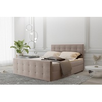 Fun Möbel Boxspringbett Schlafzimmerbett MAURO 200x220cm Stoff Soro Beige