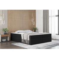 Fun Möbel Boxspringbett Schlafzimmerbett PRIMA 140x220cm Stoff Schwarz inkl.