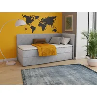 Sofnet Boxbett, Grau Textil, H3, Rechteckig, 100x200 cm, Schlafzimmer,