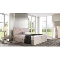 Fun Möbel Boxspringbett Bett BROMIA 160x200cm Nordic Teak Stoff