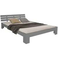 Homestyle4u Holzbett 120x200 mit Lattenrost in Grau 2036