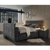 Lomadox Boxspringbett 180x200 cm, mit TV-Halterung, mit Bettkasten und