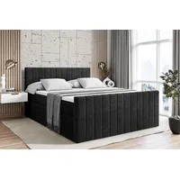 Altdecor Boxspringbett Schwarz, Höhe ca. 20 cm, 180x200 cm,