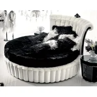 Casa Padrino Luxus Barock Rundbett Weiß / Schwarz -
