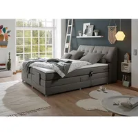 Lomadox Boxspringbett Hotelbett Doppelbett, elephant grey, 180 x 200