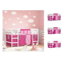 VidaXL Kinderhochbett mit Vorhängen Rosa 90x200 cm Massivholz Kiefer