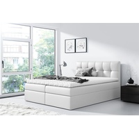 Fun Möbel Boxspringbett Schlafzimmerbett CARMEN 120x200cm Kunstleder Weiss -