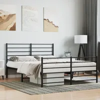 VidaXL Bettgestell mit Kopf- und Fußteil Metall Schwarz 120x200