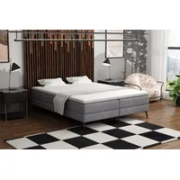 Fun Möbel Boxspringbett Schlafzimmerbett BREST 160x200cm Stoff Soro Grau