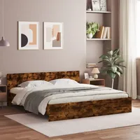VidaXL Bettgestell mit Kopfteil Räuchereiche 200x200 cm