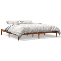 VidaXL Massivholzbett ohne Matratze Wachsbraun 180x200 Kiefernholz