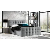 Fun Möbel Boxspringbett Schlafzimmerbett NOEL 180x200cm Stoff Grau inkl.