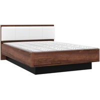 Forte Carryhome Bett Schwarz, Weiß, Eiche, Metall, Kunststoff, 140x200
