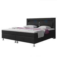 Inter Boxspringbett MILANO ca.180x200 cm - Schwarz mit Topper-Optik