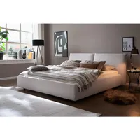 KAWOLA Bett HENRY Polsterbett Cord weiß 140x200cm - Weiß