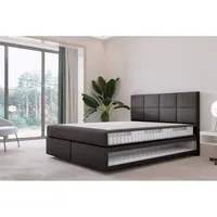 Trada Mallorca Boxspringbett 160x200 Schwarz Pocket Matratze 9-Zonen Schwebebett
