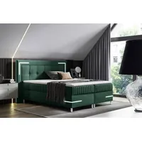 Fun Möbel Boxspringbett Schlafzimmerbett 180x200cm AMORE Nr.1 Grün inkl.