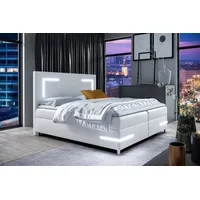 Fun Möbel Boxspringbett Schlafzimmerbett ARIANO 180x200cm Weiss inkl. Bettkasten