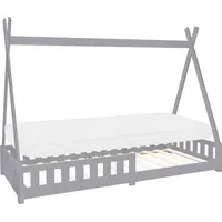 ML-Design Kinderbett Tipi 90x200 cm Hellgrau, Matratze H10cm Lattenrost,