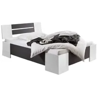 BMG Möbel Futonbett Graz in weiß/ anthrazit Holzbett Doppelbett